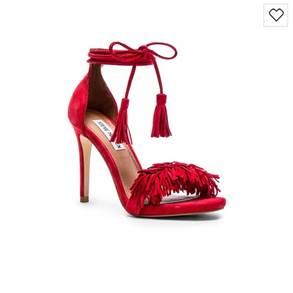 steve madden red fringe heels